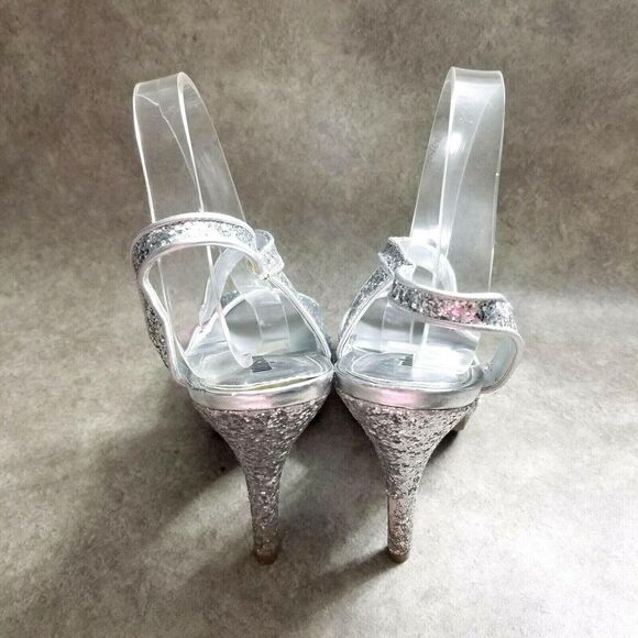 Unlisted Womens Super Hour  Size 10 Silver  Peep Toe Slingback 5.5" Heels - Picture 5 of 8